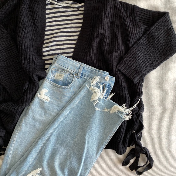 Dex Black Knit Cardigan w Tie Detail 3/$30 - Picture 7 of 11